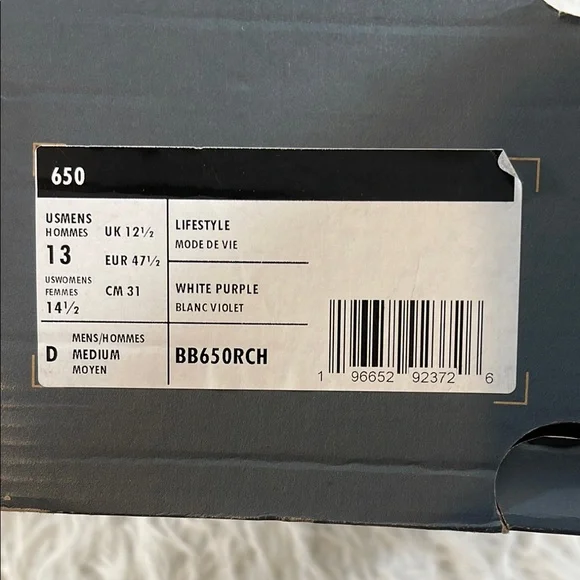 NEW BALANCE BB650RCH High Top Sneakers Men's US 13 White Basketball Shoes NEW - Picture 13 of 16